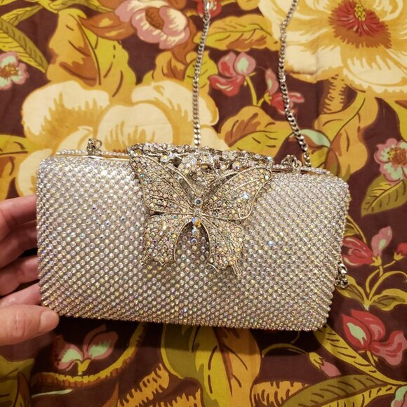 Neiman Marcus Dexmay Rhinestone Crystal Butterfly Clutch Bag - Picture 2 of 5
